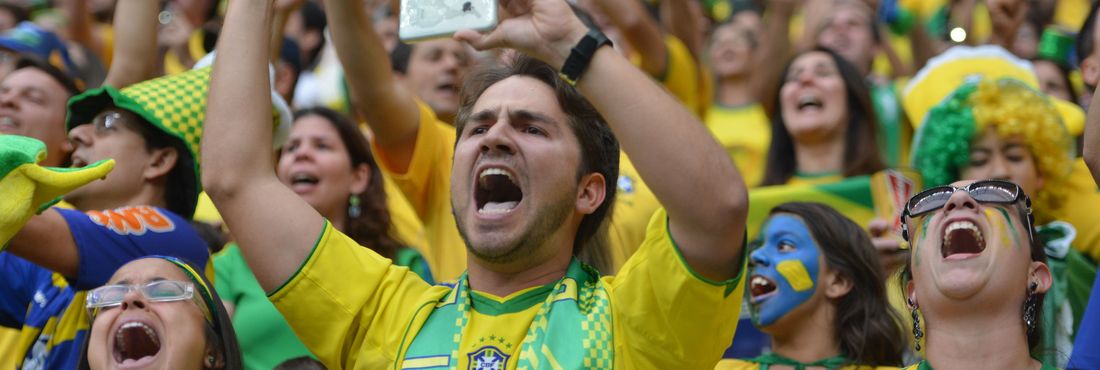 Torcedores durante jogo entre Brasil e Camarões, pela Copa do Mundo, em Brasília
