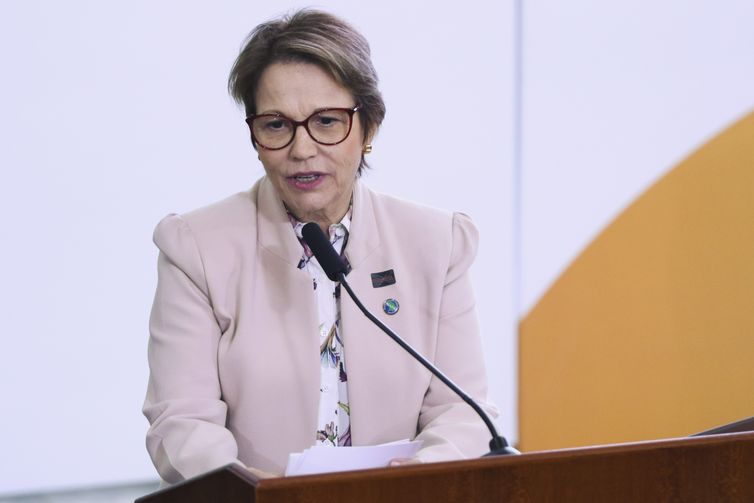 A ministra da Agricultura, Tereza Cristina,  participa da cerimônia alusiva aos 200 dias de governo, no Palácio do Planalto.