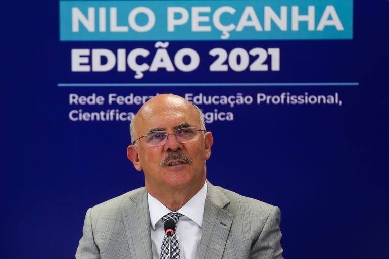 O ministro da Educação, Milton Ribeiro, participa da cerimônia de apresentação dos dados da Plataforma Nilo Peçanha Edição 2021