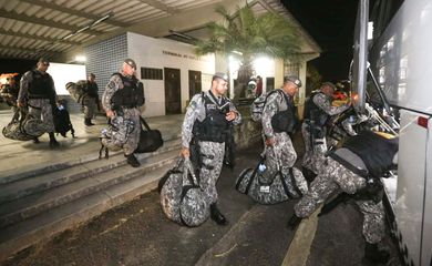 Natal (RN) - Efetivo da Força Nacional chega ao RN para dar apoio no combate a criminosos. Foto: Fátima Bezerra/Twitter