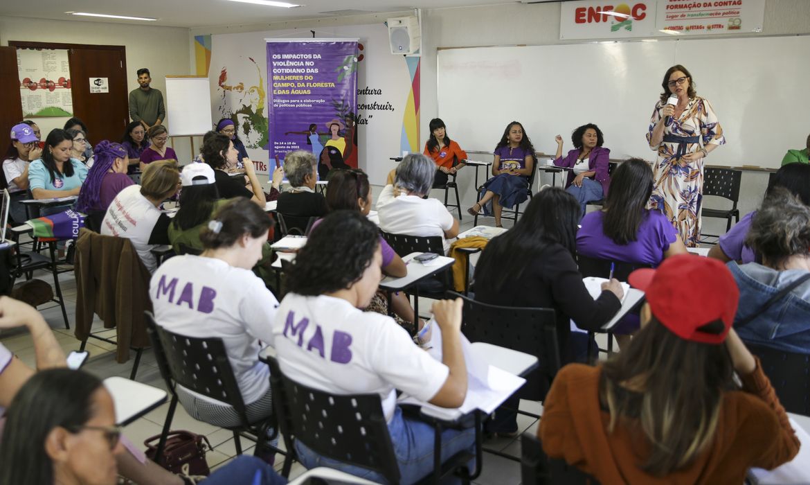 Brasília (DF), 14/08/2023 - Participantes da Marcha das Margaridas durante o seminário 