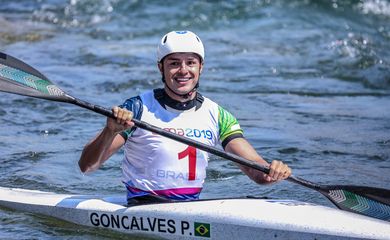 Pedro Gonçalves, durante Jogos Pan-Americanos de Lima, na canoagem slalom k1