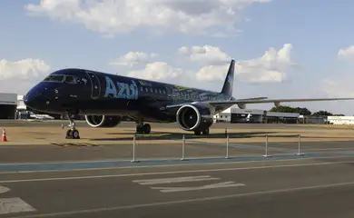 Apresentação do jato Embraer 195-E2, a maior e mais moderna aeronave comercial já produzida no Brasil, adquirida pela Azul Linhas Aéreas