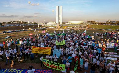 Brasília - Na 9ª Marcha Nacional da Cidadania pela Vida e Contra o Aborto, os manifestantes caminharam da Torre de TV até o Congresso Nacional  (Valter Campanato/Agência Brasil)