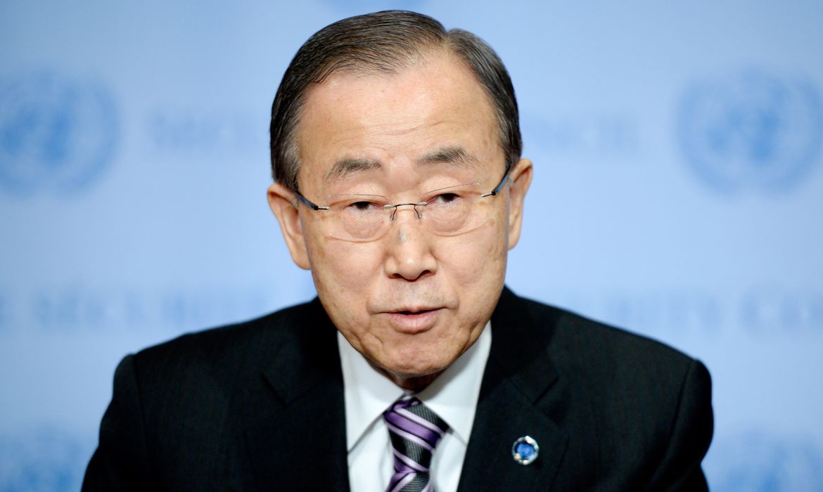 O secretário-geral das Nações Unidas, Ban Ki-moon, faz uma declaração à imprensa sobre o teste nuclear realizado pela Coreia do Norte (Agência Lusa/Direitos Reservados)