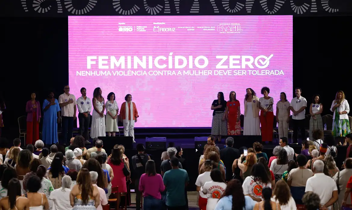 Rio de Janeiro (RJ) 07/02/2025 - Lançamento da mobilização nacional Feminicídio Zero na Sapucaí, na Cidade do Samba. Foto: Fernando Frazão/Agência Brasil