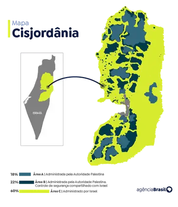 mapa Cisjordânia 