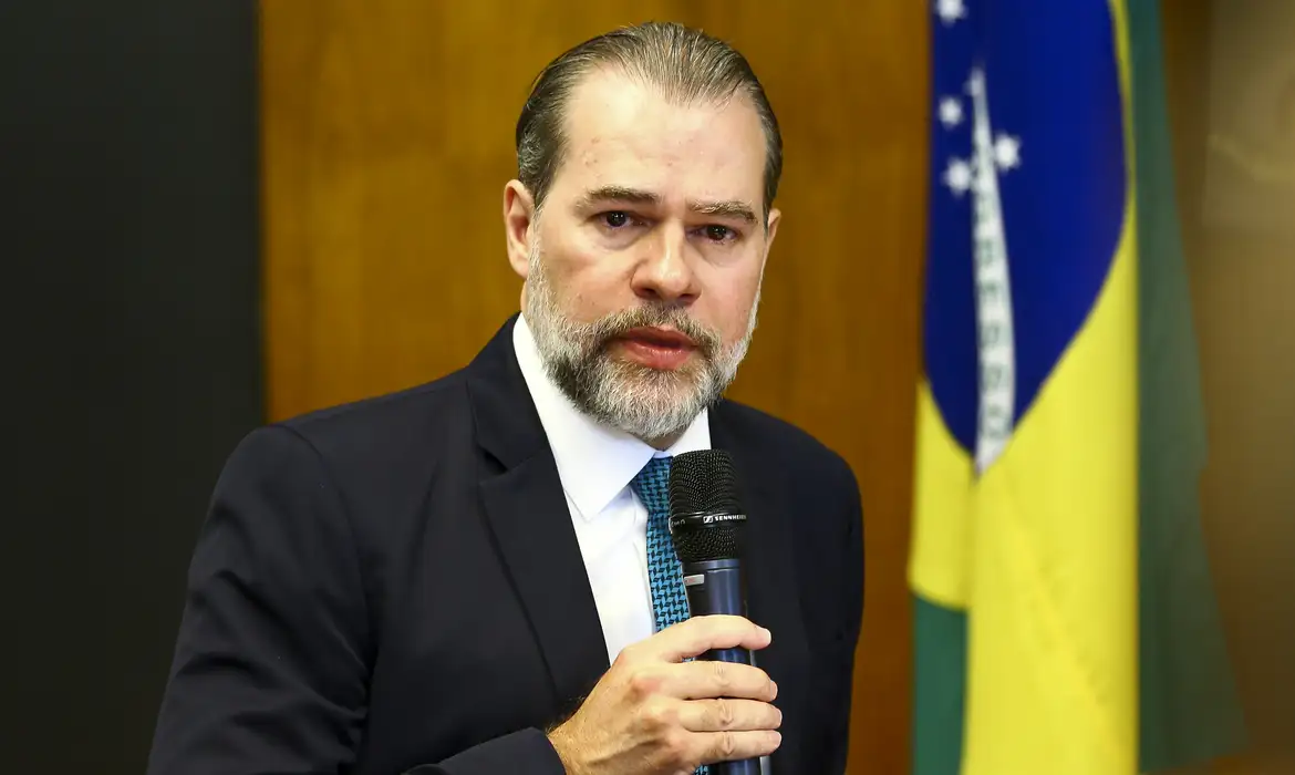 O presidente do Supremo Tribunal Federal, Dias Toffoli, durante reunião com o presidente da Câmara dos Deputados, Rodrigo Maia.