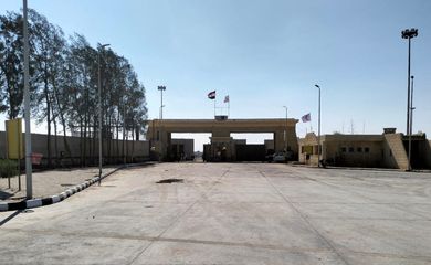 View of Rafah crossing as aid groups await opening