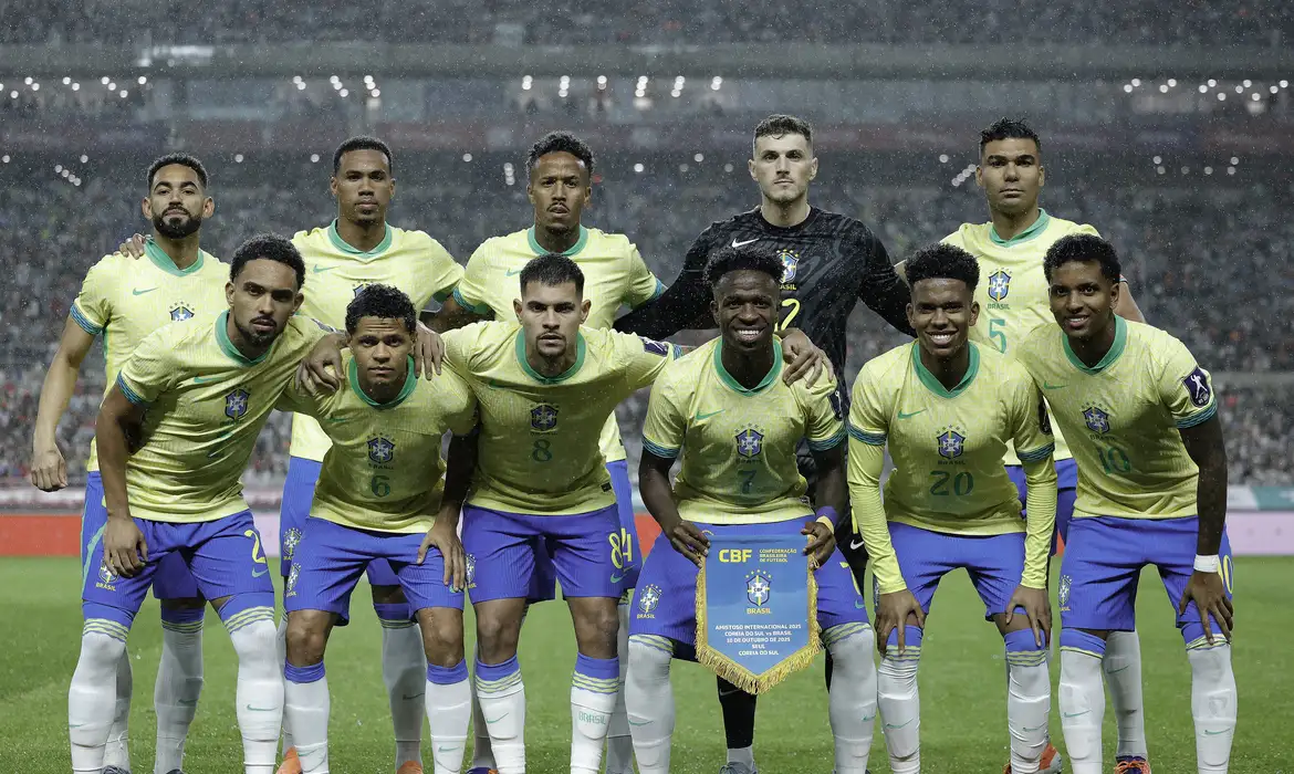 seleção brasileira - foto do time que goleou Coreia do Sul em amistoso em outubro de 2025