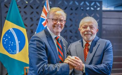 Hiroshima, Japão, 19.05.2023 - Presidente Luiz Inácio Lula da Silva se encontra com o primeiro-ministro da Austrália, Anthony Albanese. É a primeira reunião bilateral que faz ao participar, como convidado, da Cúpula do G7. Foto: Ricardo Stuckert/PR