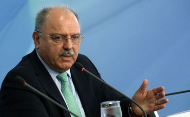 O ministro de Segurança Institucional, Sérgio Etchegoyen, durante entrevista coletiva, no Palácio do Planalto.