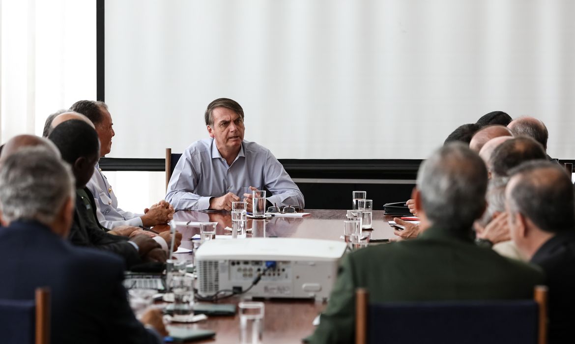 Presidente da República, Jair Bolsonaro, durante reunião sobre o Sistema de Proteção Social dos Militares