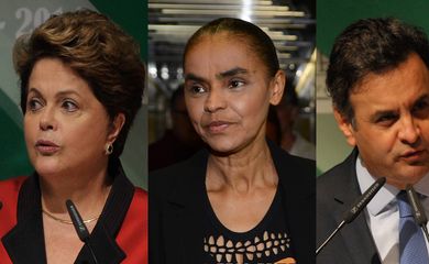 Candidatos à Presidência da República Dilma Rousseff (PT), Marina Silva e Aécio Neves (PSDB) (Antonio Cruz/Agência Brasil)