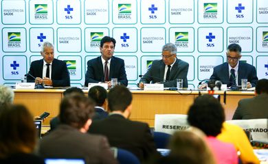  O ministro da Saúde, Luiz Henrique Mandetta, durante entrevista coletiva para atualizar o boletim sobre o novo coronavírus da China