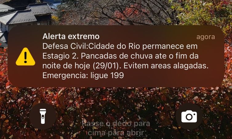 Brasília (DF), 29/01/2025 - Alerta enviado a celulares do Rio de Janeiro pela primeira vez nesta quarta-feira. Foto: Defesa Civil/Divulgação