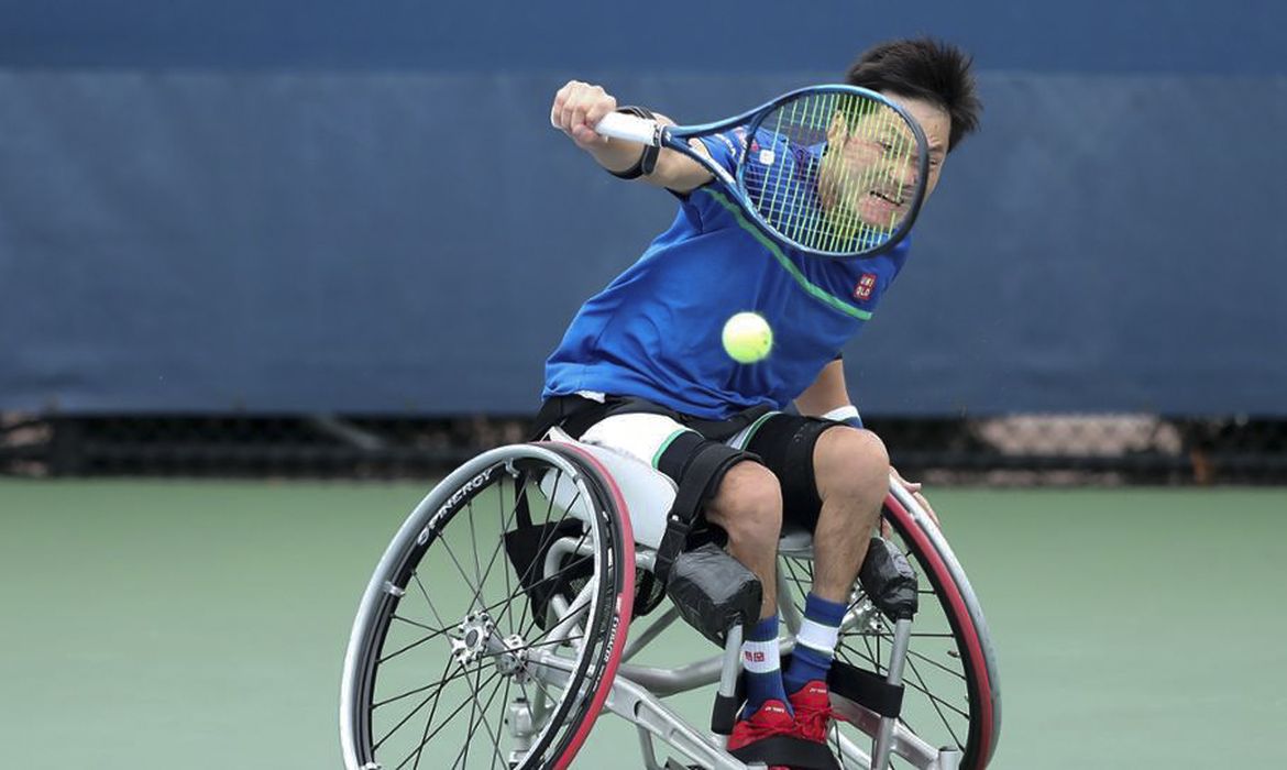 September 11, 2020 - Shingo Kunieda in action against Joachim Gerard during a wheelchair men's singles Semifinal match at the 2020 US Open. (Photo by Brad Penner/USTA)