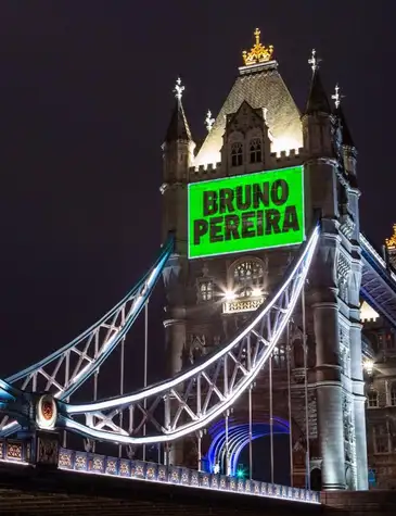 05/06/2023 - Londres - Bruno Pereira e Dom Phillips presentes! Marco temporal não! Em Londres. Foto: Opi.Isolados/ Instagram