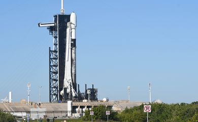 A SpaceX Falcon 9 rocket sits on Pad 39A at Kennedy Space Center, FL Wednesday morning, December 8, 2021. The rocket, scheduled