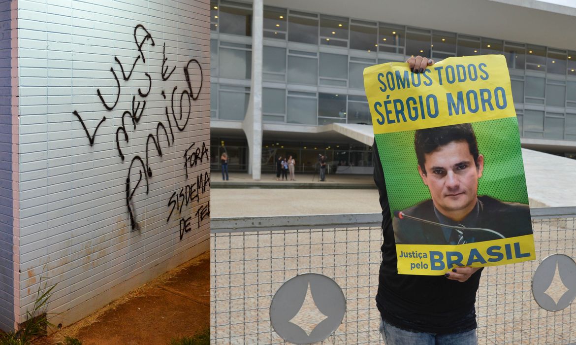 Manifestantes pró e contra Lula fazem manifestação em Brasília (Fabio Rodrigues Pozzebom/Agência Brasil)