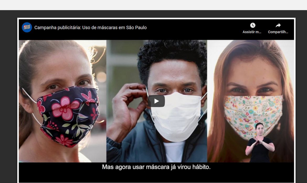 Governo de SP lança site para orientar sobre uso correto de máscaras
