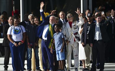 O presidente Luiz Inácio Lula da Silva durante cerimônia de posse, no Palácio do Planalto.