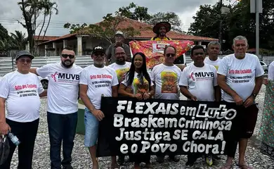 Maceió (AL), 13/09/2024 - Movimento Unificado das Vítimas da Braskem (MUVB) fazem manifestação durante a reunião da cúpula do G20. Foto: MUVB/Divulgação