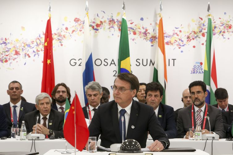 Presidente da República, Jair Bolsonaro, durante reunião informal dos Líderes dos BRICS.