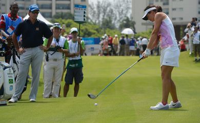 Rio de Janeiro - A golfista brasileira Miriam Nagl participa de evento-teste para os Jogos Rio 2016  (Tânia Rêgo/Agência Brasil)