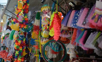  Consumidores nas lojas da Sociedade dos Amigos da Rua da Carioca e Adjacências (Saara), no centro do Rio de Janeiro, fazem compras antecipadas de carnaval