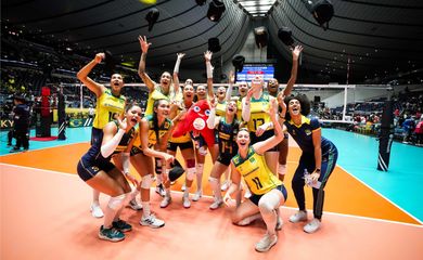 Tóquio 24/09/2023. Brasil supera Japão e confirma vaga em Paris 2024 no vôlei feminino. Foto Divulgação/CBV