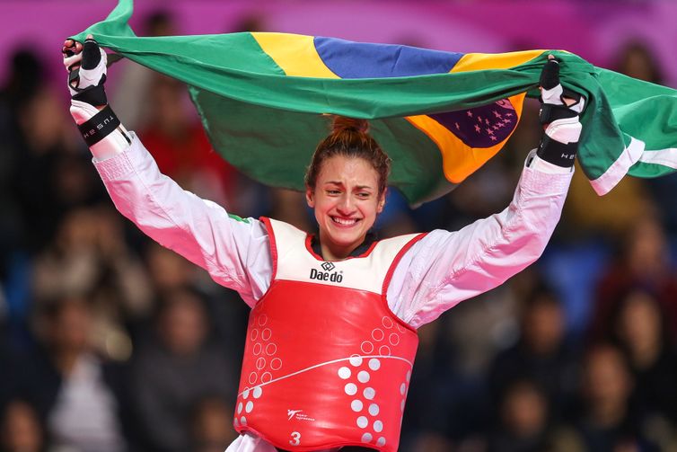 Abelardo Mendes Jr/ rededoesporte.gov.br Milena Titoneli (Brasil), medalha de ouro na categoria -67kg do taekwondo nos Jogos Pan-Americanos Lima 2019. Local: Callao, em Lima, Peru. Data: 29.07.2019.