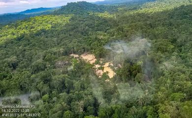 02/10/2023, Área de garimpo dentro da Terra Indígena Trincheira Bacajá, município de Altamira, no Pará.  Foto: PF/Ascom