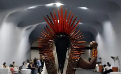 Belém (PA), 10/11/2025 - Mulher indígena na 30a. Conferência das Partes da Convenção-Quadro das Nações Unidas sobre a Mudança do Clima, na COP30. Foto: Bruno Peres/Agência Brasil