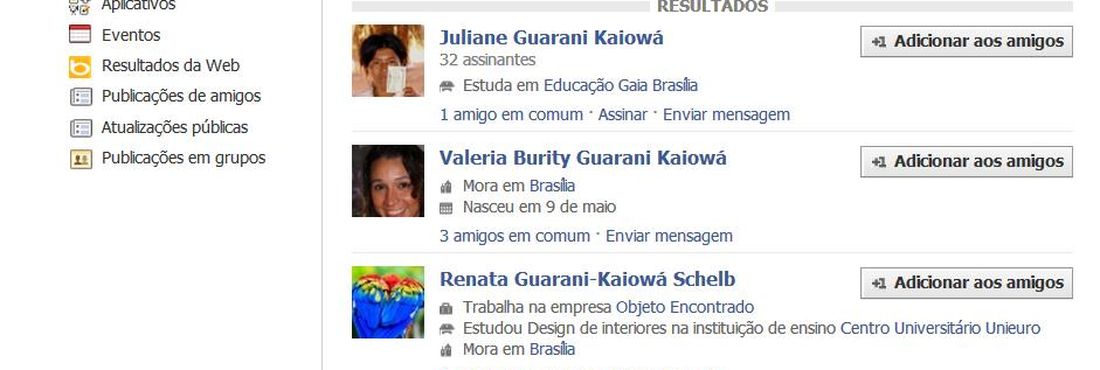 Milhares de usuários brasileiros no Facebook trocaram o nome para Guarani-Kayowá