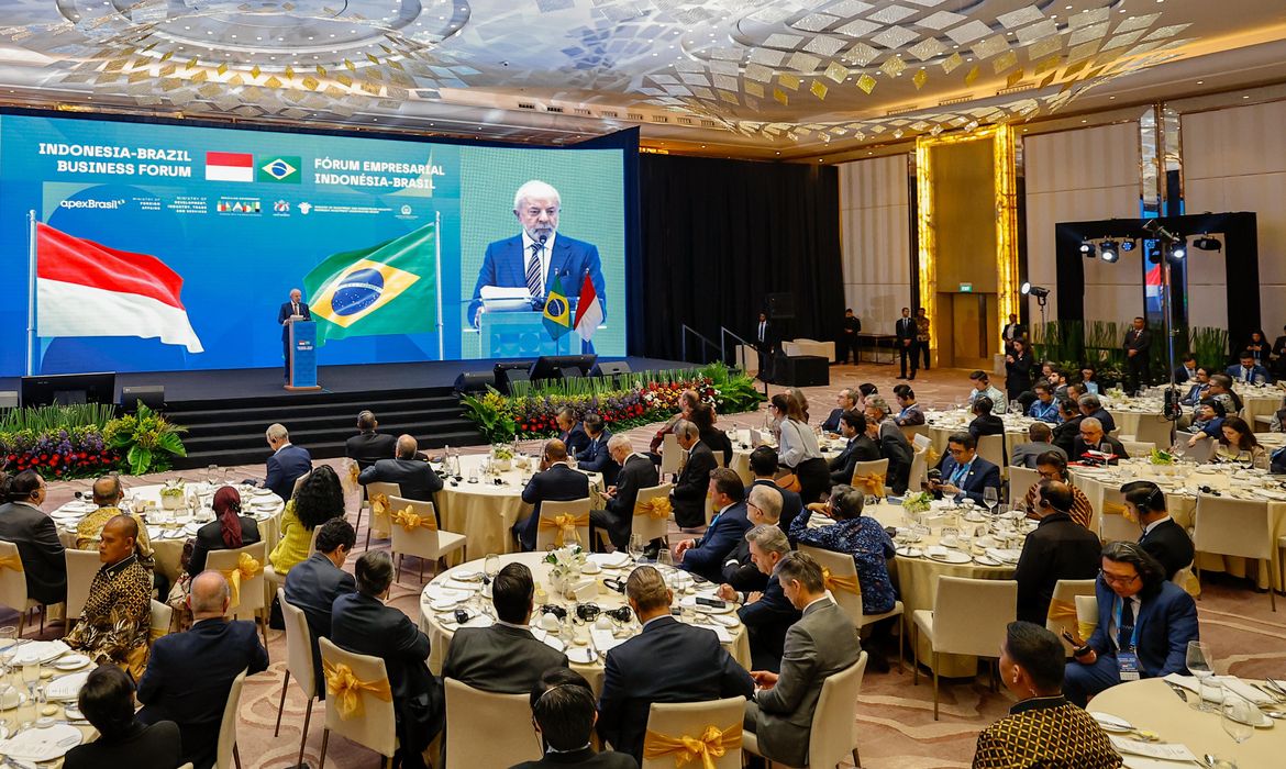 Ricardo Stuckert/PR Jacarta, 23/10/2025 - Presidente da República, Luiz Inácio Lula da Silva, durante encerramento do evento Fórum Empresarial Brasil-Indonésia. Foto: Ricardo Stuckert/PR