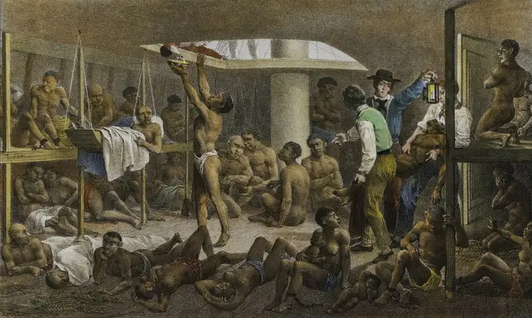 ESCRAVIDÃO - Dívida histórica: como Portugal pode reparar escravidão transatlântica? - Negres a fond de calle (Navio negreiro) de Johann Moritz Rugendas (1830). Tela de Johann Moritz Rugendas