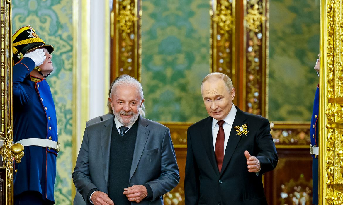 Rússia- 09/05/2025 Presidente da República, Luiz Inácio Lula da Silva, durante reunião com o Presidente da Federação da Rússia, Vladimir Putin. Grande Palácio do Kremlin, Rússia - Moscou.Foto: Ricardo Stuckert / PR