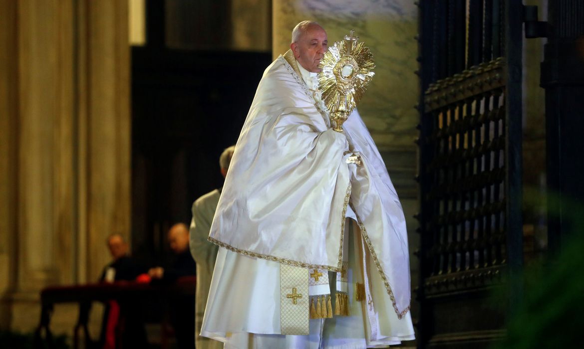 Pope Francis delivers an extraordinary blessing during the outbreak of coronavirus disease (COVID-19), at the Vatican