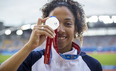 Marlene dos Santos - prata - atletismo - Jogos Mundiais Universitários - 400m com barreiras-  em 03/08/2023