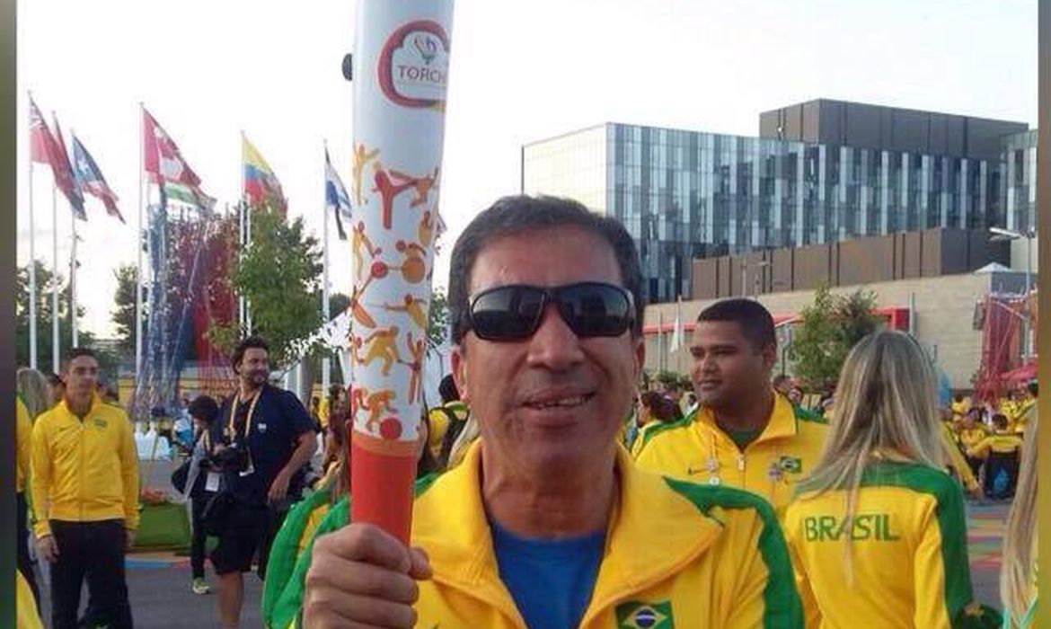 Ex-atleta Mário Sérgio Fontes durante os Jogos Parapan-Americanos de Toronto, em 2015 - Divulgação/Arquivo pessoal do atleta