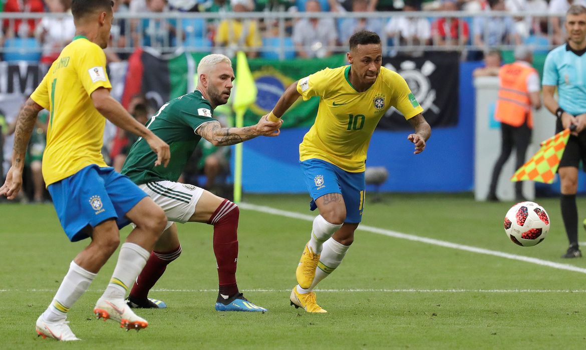 Brasil x México pelas oitavas de final da Copa do Mundo da…