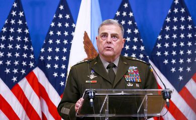 General Mark Milley, chefe do Estado-Maior Conjunto dos EUA, durante entrevista coletiva na sede da Otan, em Bruxelas. 15/06/2023 REUTERS/Yves Herman