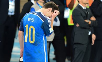 O jogador Argentino, Lionel Messi na final da Copa do Mundo 2014 entre Alemanha e Argentina no Maracanã