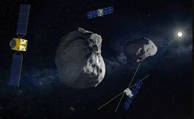 Brasília (DF) 12/03/2025 - Ilustração da missão Hera, da Agência Espacial Europeia, lançada para avaliar o impacto da missão DART da Nasa no asteroide Dimorphos.
Arte ESA