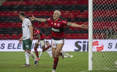 Pedro, atacante do Flamengo, marca o único gol da vitória na estreia contra o Palmeiras - em 30/05/2021