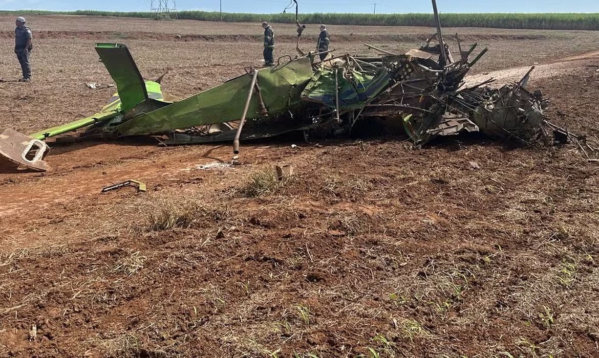 Guaíra (SP), 28/03/2025 - Avião de pequeno porte cai em fazenda. Foto: Defesa Civil/Divulgação