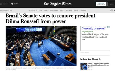 O Los Angeles Times destacou em seu site a aprovação do impeachment de Dilma no Senado Federal 