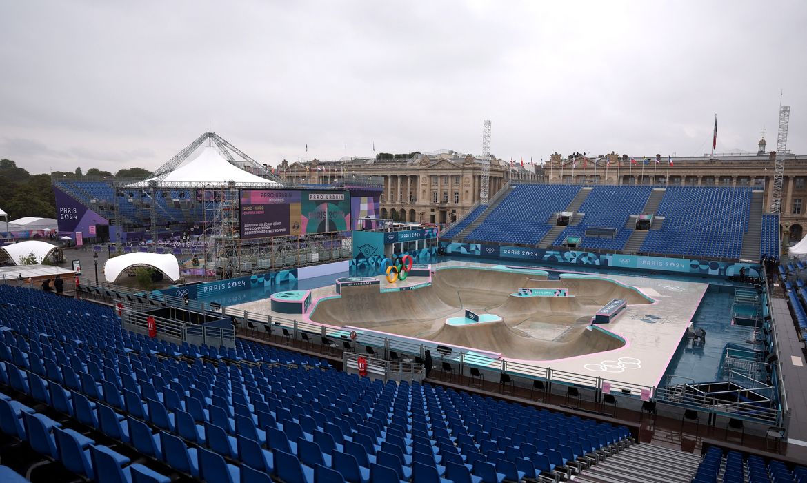 Local de skate dos Jogos de Paris La Concorde 3
 27/7/2024    REUTERS/Pilar Olivares