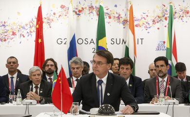 Presidente da República, Jair Bolsonaro, durante reunião informal dos Líderes dos BRICS.